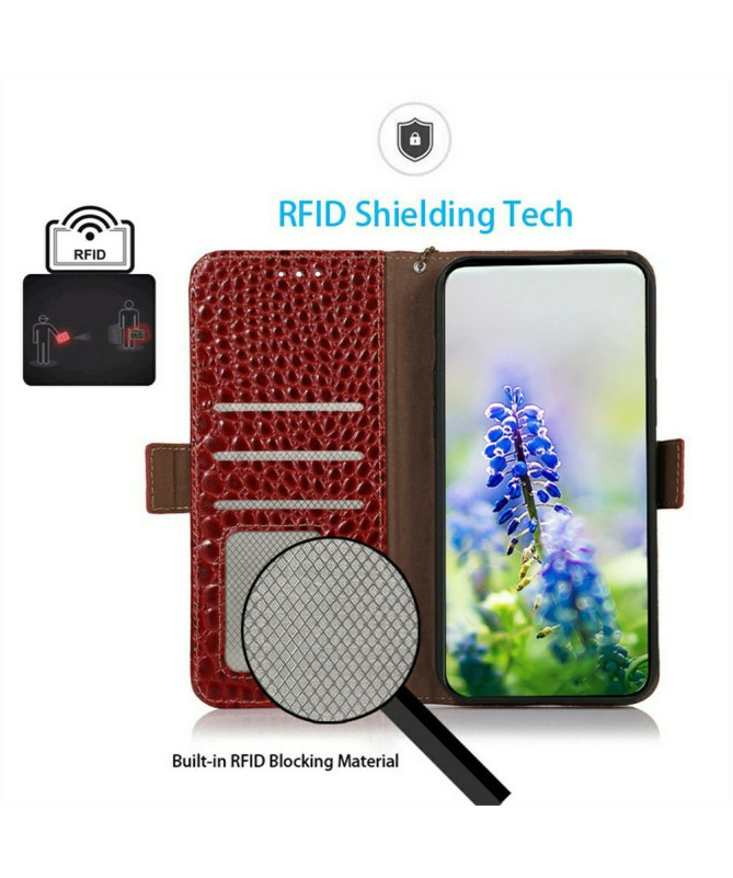 Housse Sony Xperia 1 VII cuir véritable aspect croco