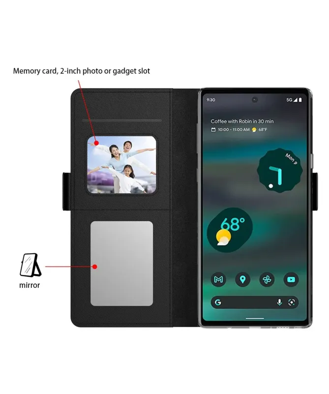 Housse Google Pixel 10 Pro XL Flip premium porte cartes avec miroir