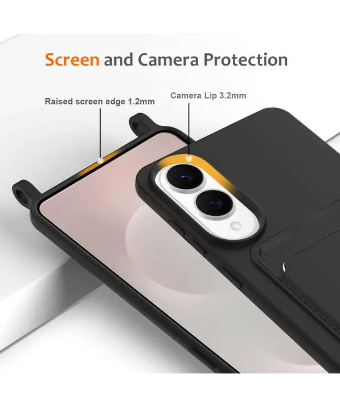 Coque Samsung Galaxy S25 Edge Silicone Liquide à Cordon et Porte-carte