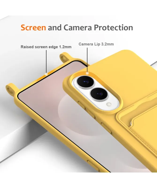 Coque Samsung Galaxy S25 Edge Silicone Liquide à Cordon et Porte-carte