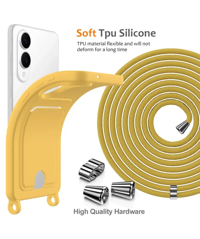 Coque Samsung Galaxy S25 Edge Silicone Liquide à Cordon et Porte-carte