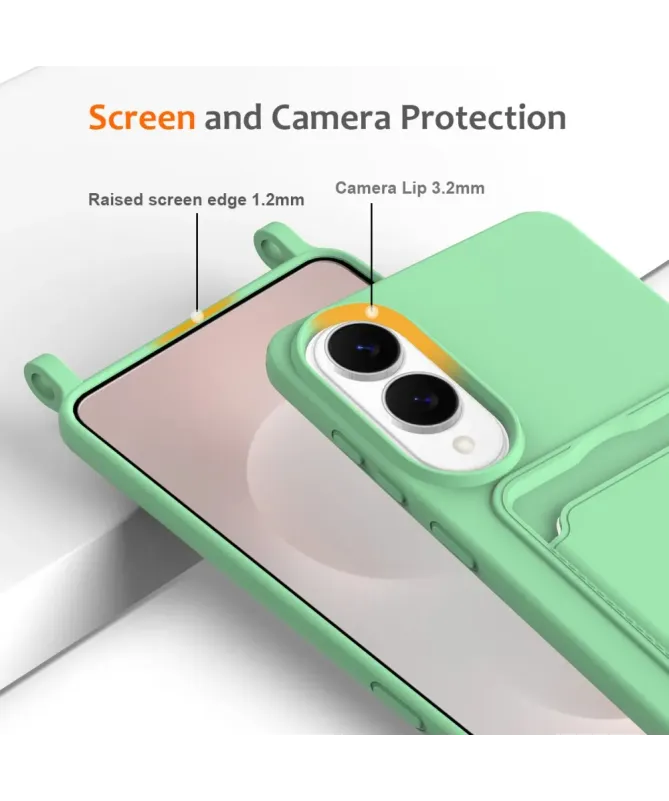 Coque Samsung Galaxy S25 Edge Silicone Liquide à Cordon et Porte-carte