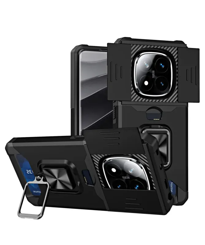 Coque Xiaomi Redmi Note 14 Pro Plus Renforcée avec Support et Cache Ob