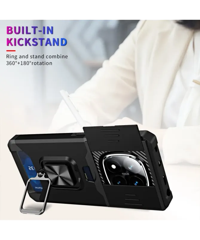 Coque Xiaomi Redmi Note 14 Pro Plus Renforcée avec Support et Cache Ob