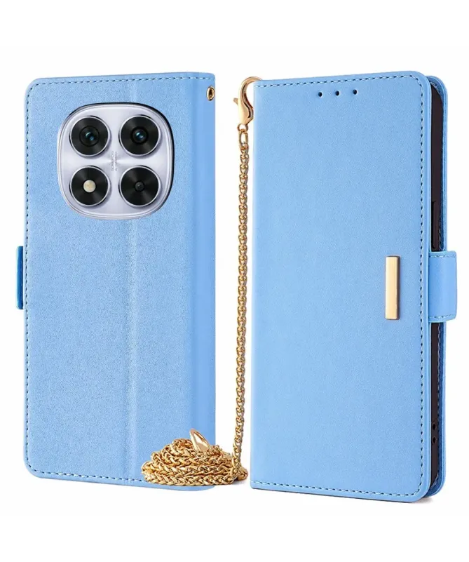 Housse Xiaomi Redmi Note 14 Pro Plus en simili cuir avec chaîne dorée
