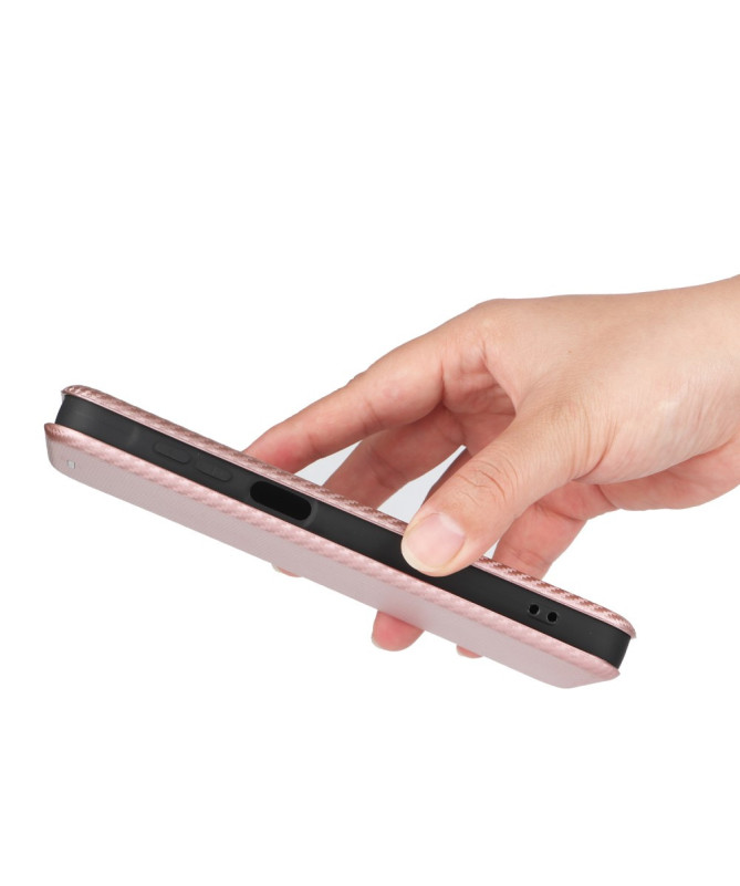 Flip Cover Samsung Galaxy A14 4G / 5G design fibre de carbone