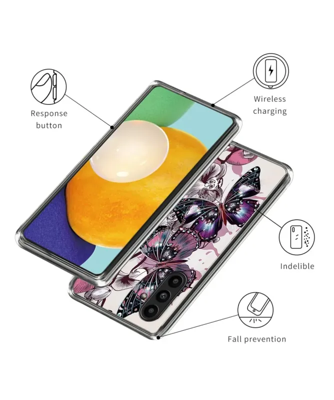 Coque Samsung Galaxy A14 5G / 4G papillon et orchidées