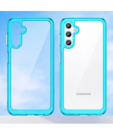 Coque Samsung Galaxy A14 5G / A14 4G Transparente Contour Couleuré Cyan - photo 14