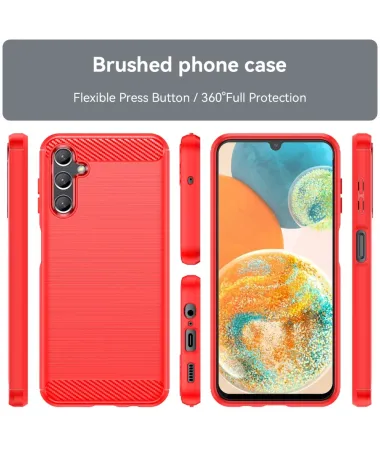 Coque Samsung Galaxy A14 5G / A14 4G flexible effet brossé Rouge - photo 2