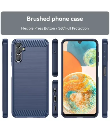 Coque Samsung Galaxy A14 5G / A14 4G flexible effet brossé Bleu marine - photo 12