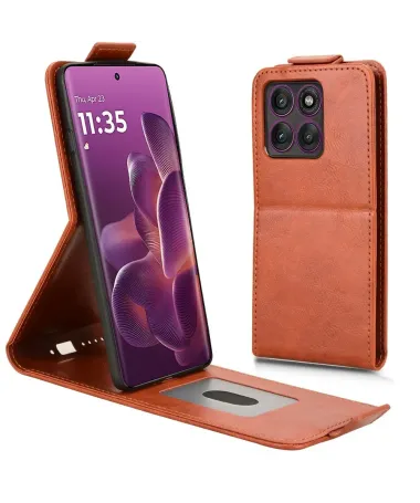 Housse Motorola Edge 60 Pro Verticale avec Porte-Carte | MONZA Marron Clair - photo 23