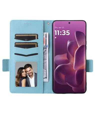 Housse Motorola Edge 60 Pro effet cuir à Lanière | FOLKEN Bleu clair - photo 28