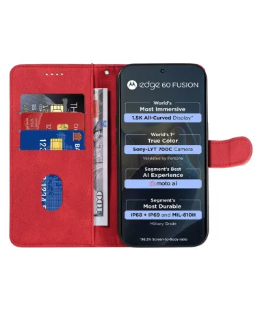 Housse Motorola Edge 60 / 60 Pro / 60 Fusion simili cuir artistique Rouge - photo 2