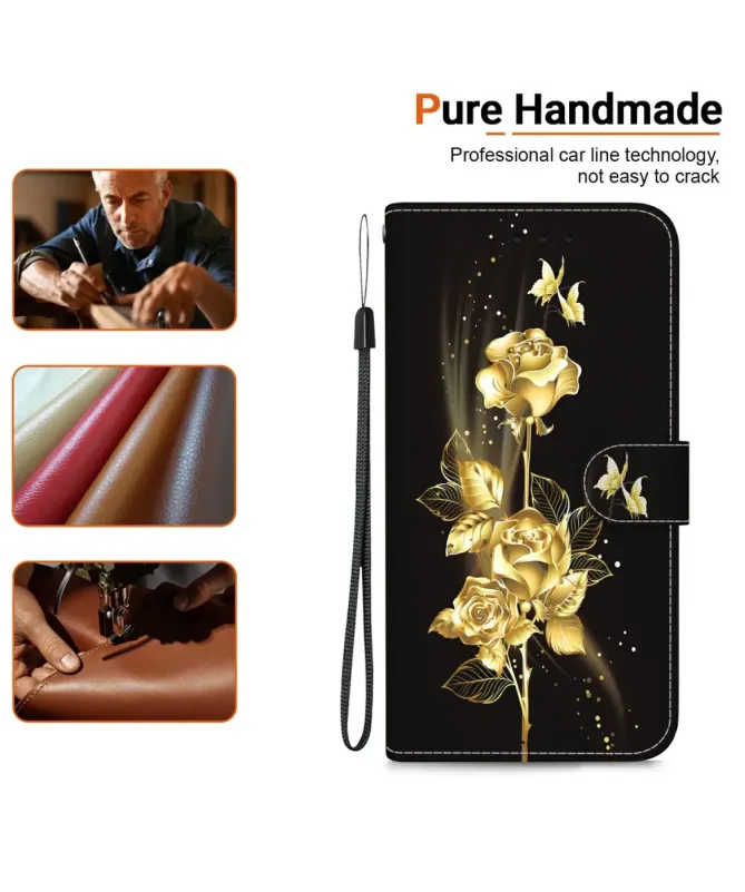 Housse Motorola Edge 60 / 60 Fusion Roses Dorées