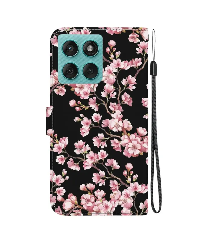 Housse Motorola Edge 60 / 60 Fusion Fleur de Cerisier Noire