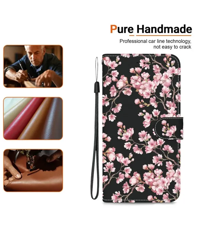 Housse Motorola Edge 60 / 60 Fusion Fleur de Cerisier Noire