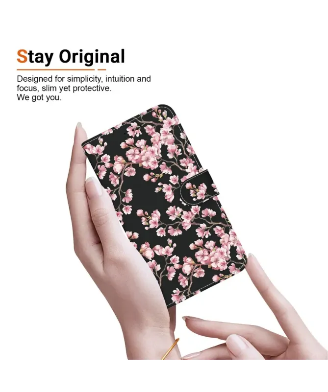 Housse Motorola Edge 60 / 60 Fusion Fleur de Cerisier Noire