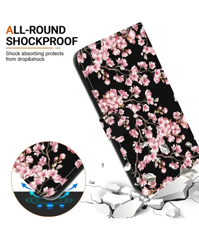 Housse Motorola Edge 60 / 60 Fusion Fleur de Cerisier Noire