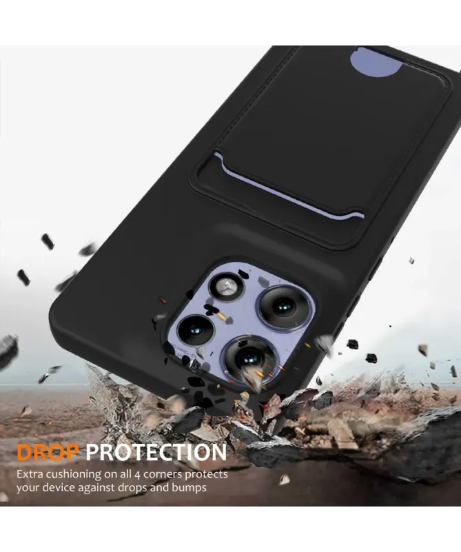 Coque Motorola Edge 50 Pro Silicone Liquide à Cordon et Porte-carte