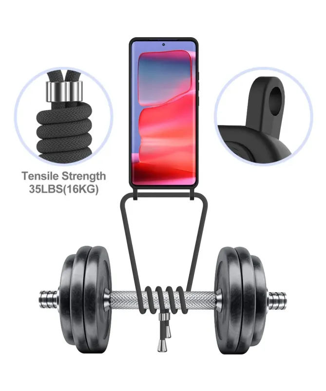 Coque Motorola Edge 50 Pro Silicone Liquide à Cordon et Porte-carte