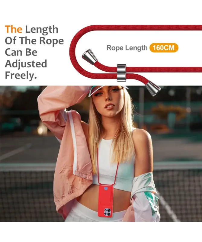 Coque Motorola Edge 50 Pro Silicone Liquide à Cordon et Porte-carte