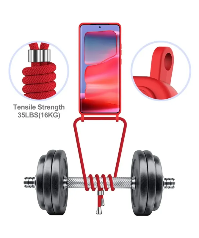 Coque Motorola Edge 50 Pro Silicone Liquide à Cordon et Porte-carte