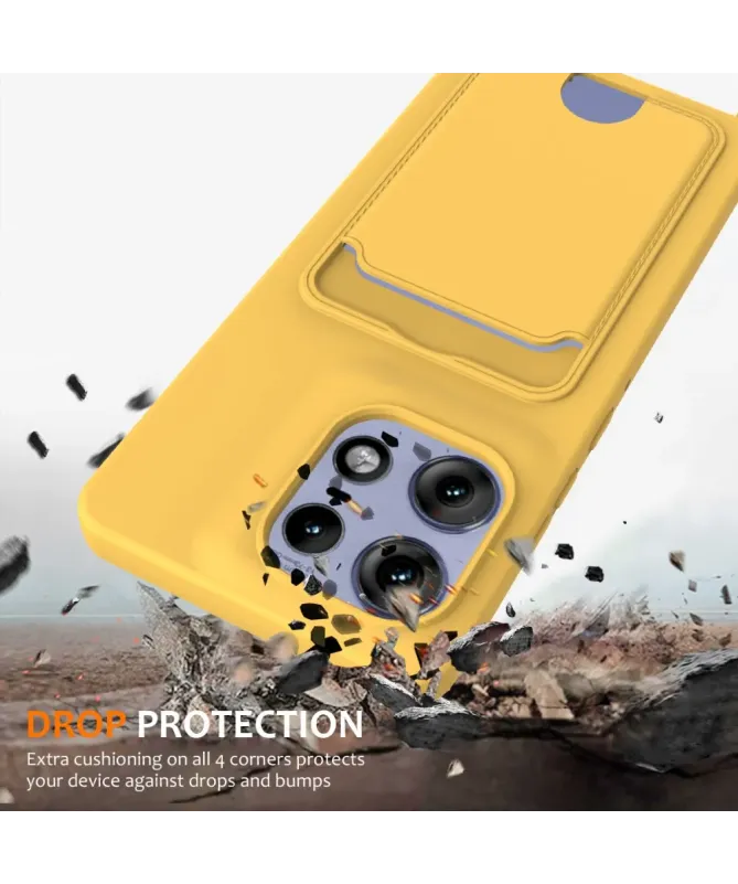 Coque Motorola Edge 50 Pro Silicone Liquide à Cordon et Porte-carte