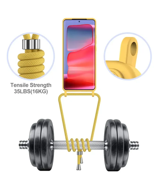 Coque Motorola Edge 50 Pro Silicone Liquide à Cordon et Porte-carte