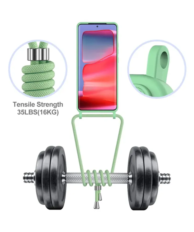 Coque Motorola Edge 50 Pro Silicone Liquide à Cordon et Porte-carte