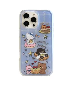 Coque iPhone 16 Pro Max Chiot Mignon Antichoc - Bleu