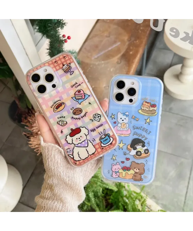 Coque iPhone 16 Pro Max Chiot Mignon Antichoc - Bleu