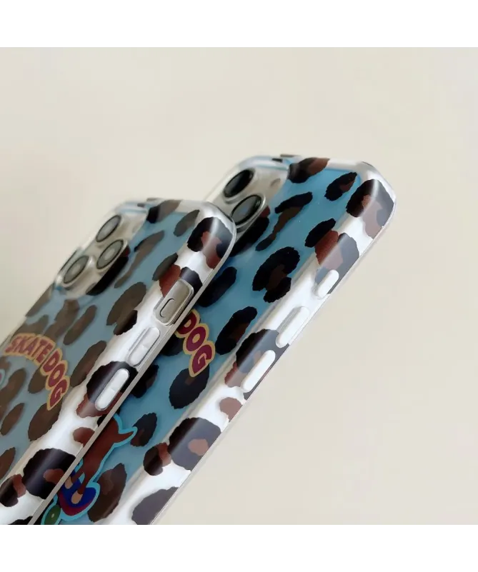 Coque iPhone 15 Pro Teckel Skate | Motif Léopard