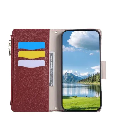 Housse Samsung Galaxy A15 4G / 5G avec Zip, Cartes et Dragonne Vin Rouge - photo 7