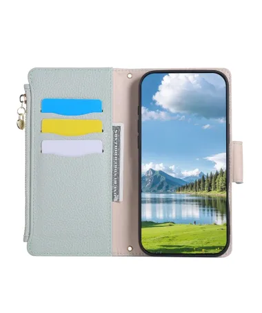 Housse Samsung Galaxy A15 4G / 5G avec Zip, Cartes et Dragonne Vert - photo 11