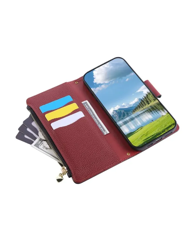 Housse Samsung Galaxy A15 4G / 5G avec Zip, Cartes et Dragonne