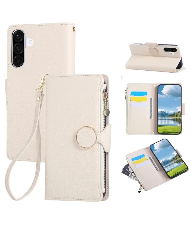 Housse Samsung Galaxy A15 4G / 5G avec Zip, Cartes et Dragonne