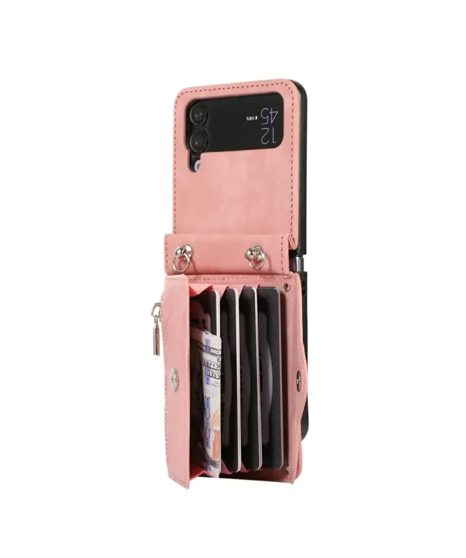 Étui Portefeuille Samsung Galaxy Z Flip 4, Anti RFID, Bandoulière & Dr