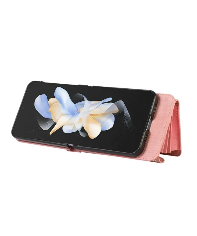 Étui Portefeuille Samsung Galaxy Z Flip 4, Anti RFID, Bandoulière & Dr