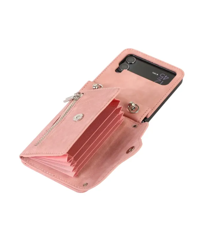 Étui Portefeuille Samsung Galaxy Z Flip 4, Anti RFID, Bandoulière & Dr