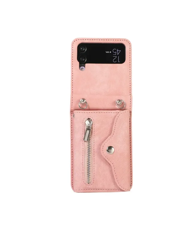 Étui Portefeuille Samsung Galaxy Z Flip 4, Anti RFID, Bandoulière & Dr