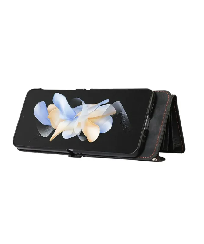 Étui Portefeuille Samsung Galaxy Z Flip 4, Anti RFID, Bandoulière & Dr