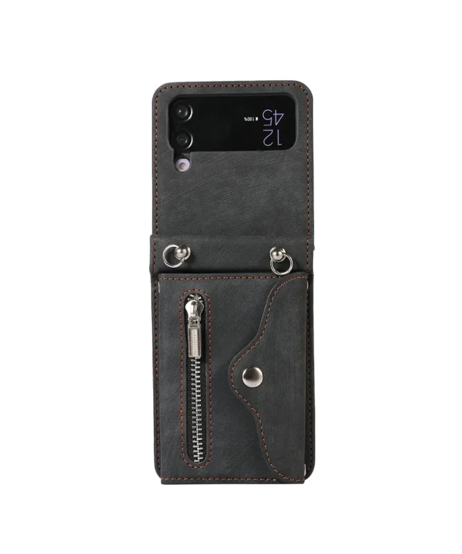 Étui Portefeuille Samsung Galaxy Z Flip 4, Anti RFID, Bandoulière & Dr