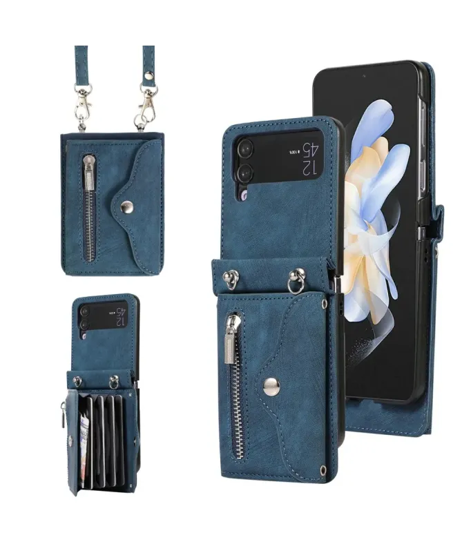 Étui Portefeuille Samsung Galaxy Z Flip 4, Anti RFID, Bandoulière & Dr