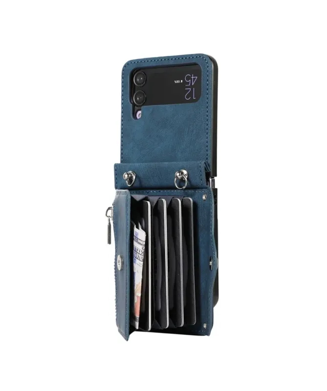 Étui Portefeuille Samsung Galaxy Z Flip 4, Anti RFID, Bandoulière & Dr