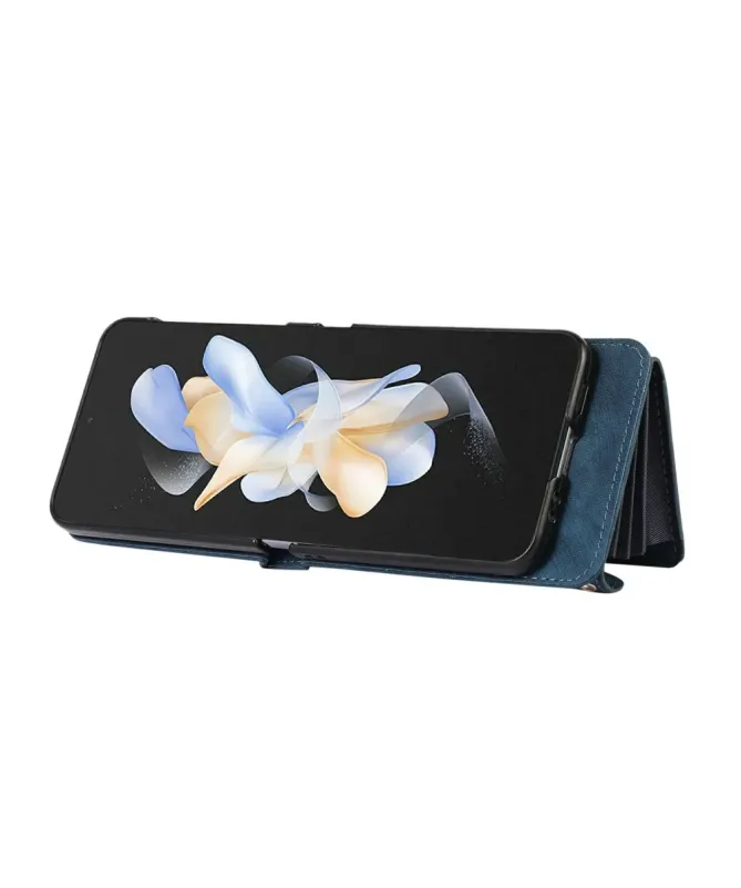 Étui Portefeuille Samsung Galaxy Z Flip 4, Anti RFID, Bandoulière & Dr