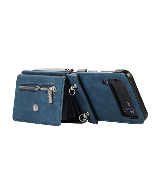 Étui Portefeuille Samsung Galaxy Z Flip 4, Anti RFID, Bandoulière & Dr
