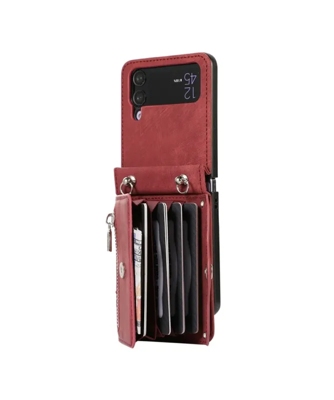 Étui Portefeuille Samsung Galaxy Z Flip 4, Anti RFID, Bandoulière & Dr