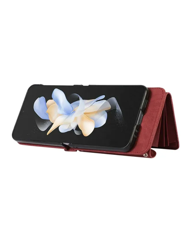 Étui Portefeuille Samsung Galaxy Z Flip 4, Anti RFID, Bandoulière & Dr