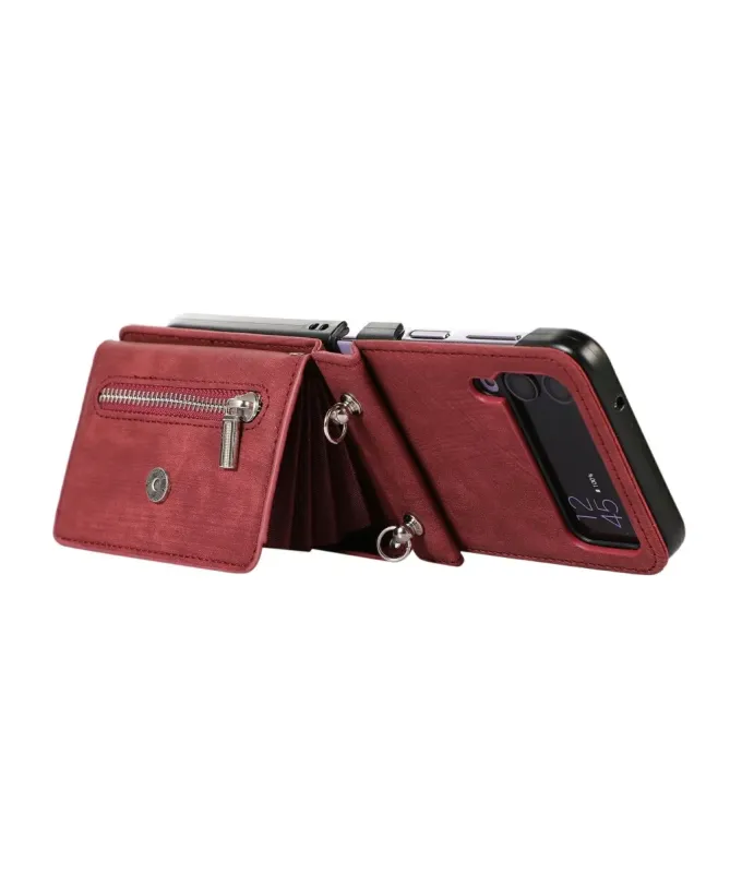 Étui Portefeuille Samsung Galaxy Z Flip 4, Anti RFID, Bandoulière & Dr