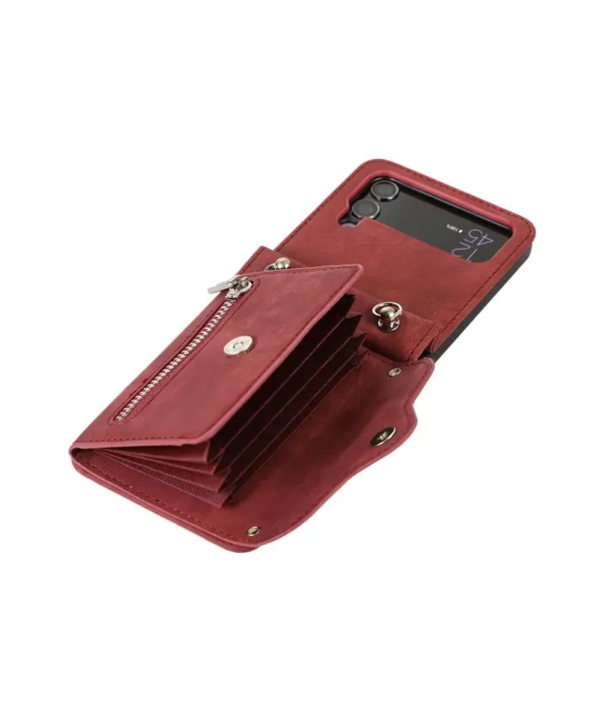Étui Portefeuille Samsung Galaxy Z Flip 4, Anti RFID, Bandoulière & Dr